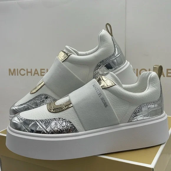 MICHAEL KORS Romey Mixed Media Slip-On Faux Tambled Platform Sneaker
Silver
New - Picture 7 of 16